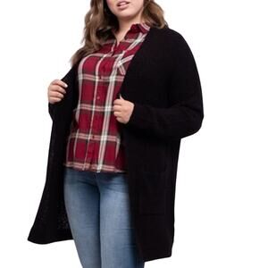 Perch by Blu Pepper Open Front Cardigan Sweater Long Sleeve Black Size 2XL